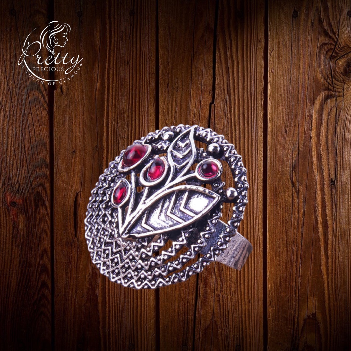 803549 Adjustable Ring With Oxidised Plating