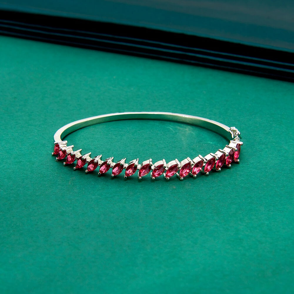 436128 Cz Delicate Kada With Rhodium Plating-Rani