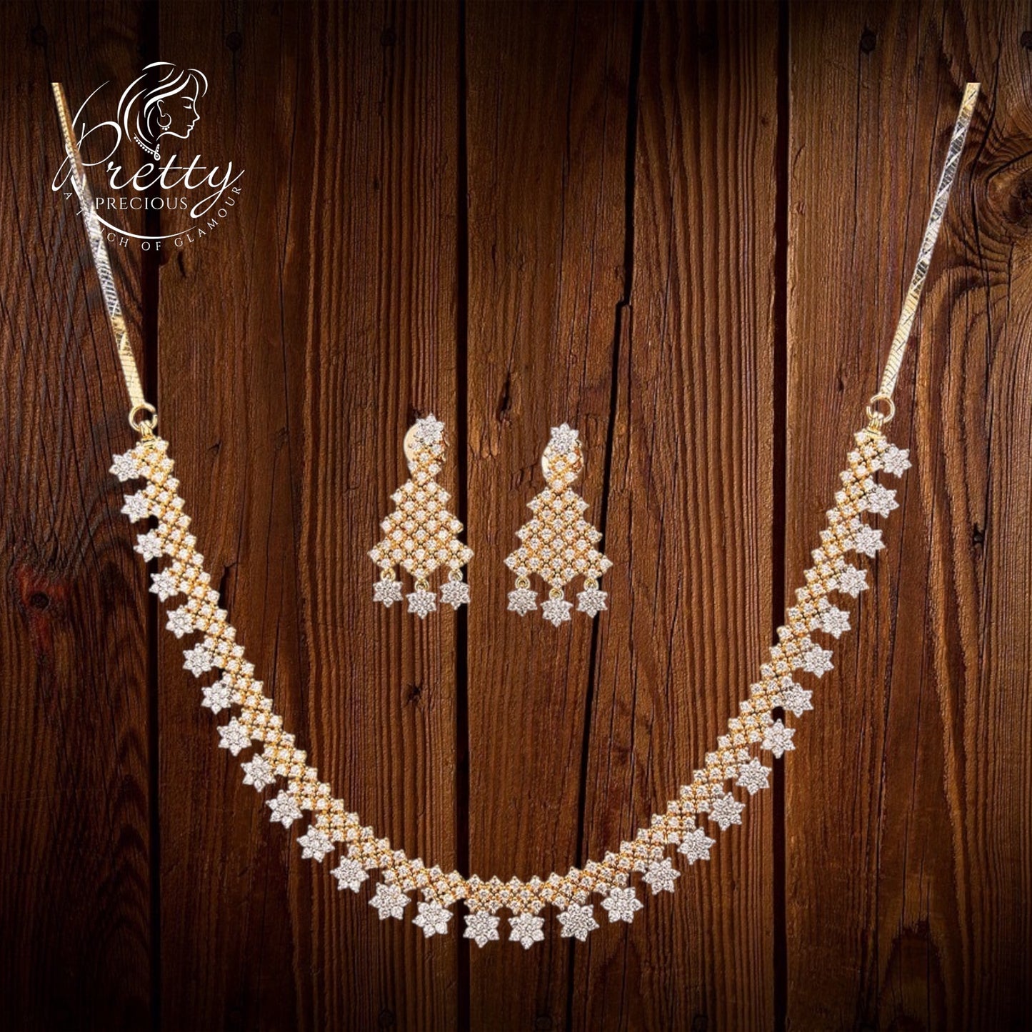 431527 Cz Delicate Necklace Two Tone