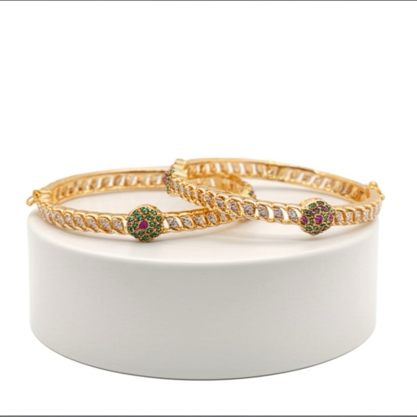 426083 Cz Bangles With Gold Plating-Size 2.4