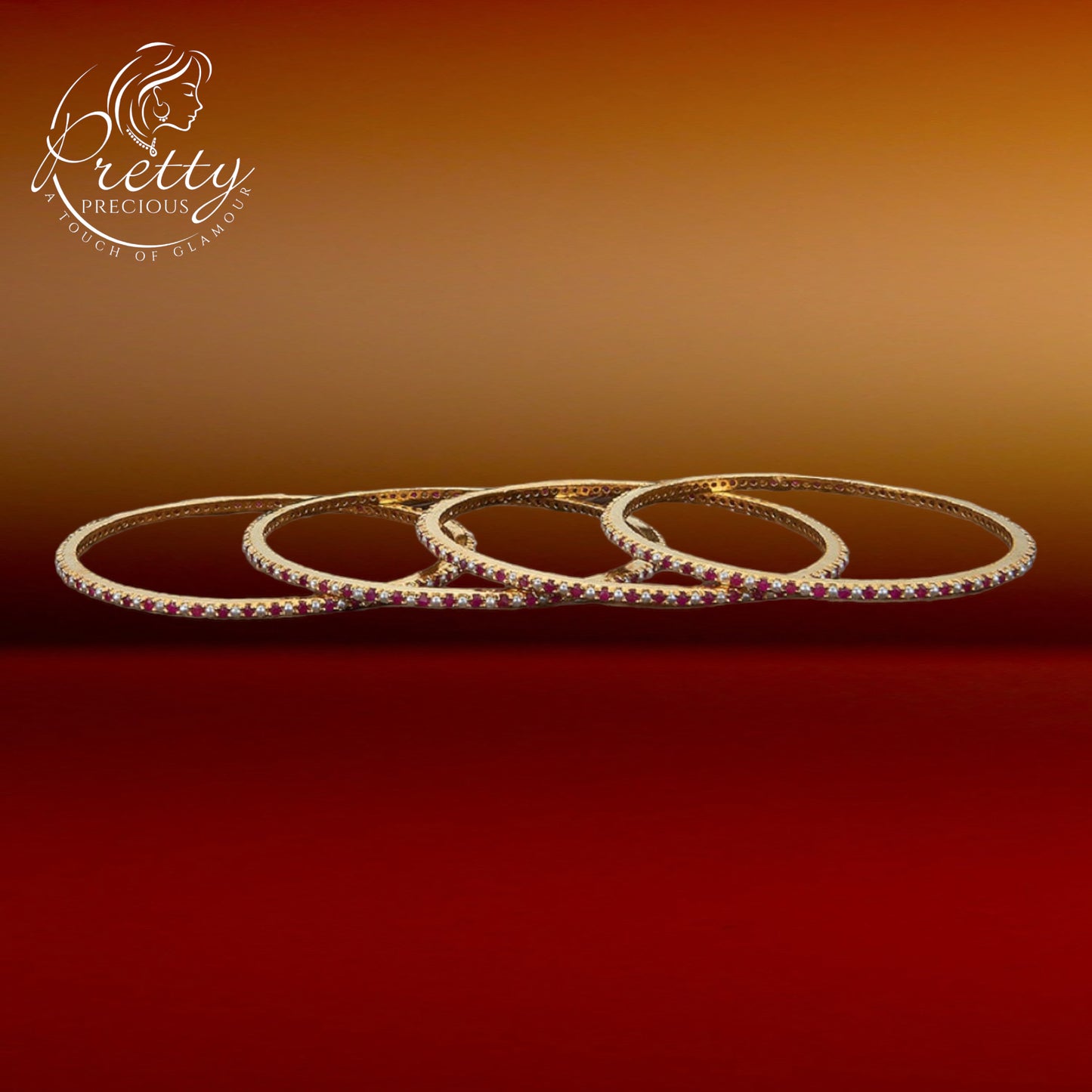 427268 Cz Moti Bangles With Gold Plating-Size 2.6