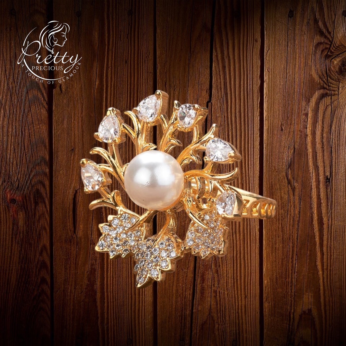 431811 Cz Adjustable Ring Golden