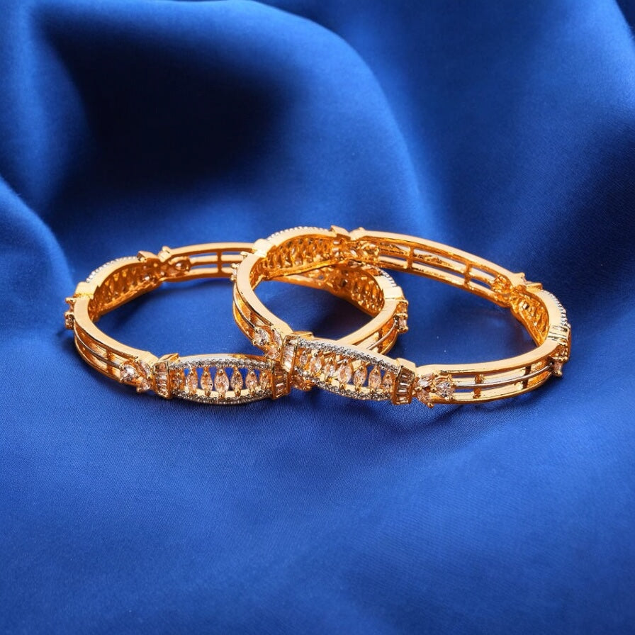 435065 Cz Bangles With Two Tone Plating-Size 2.6