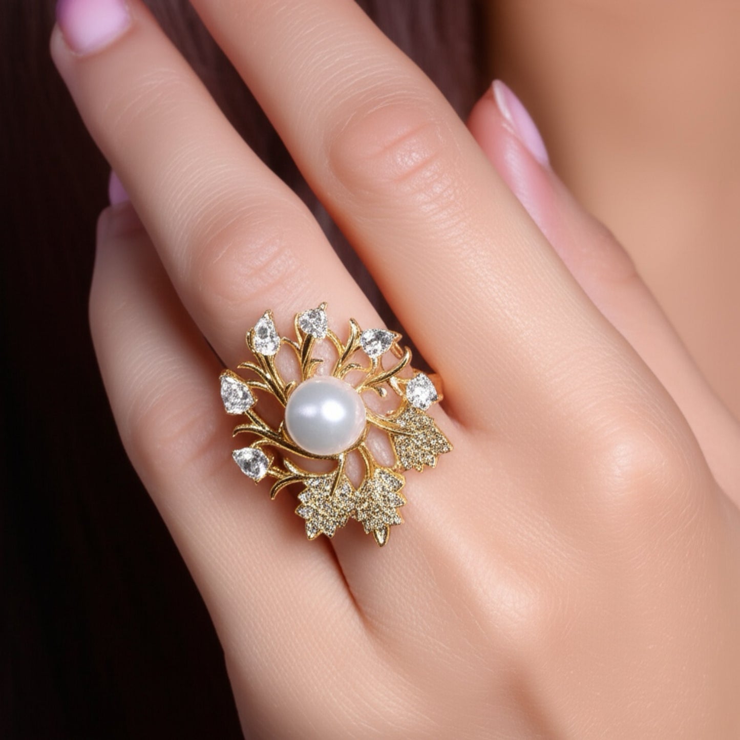 431811 Cz Adjustable Ring Golden