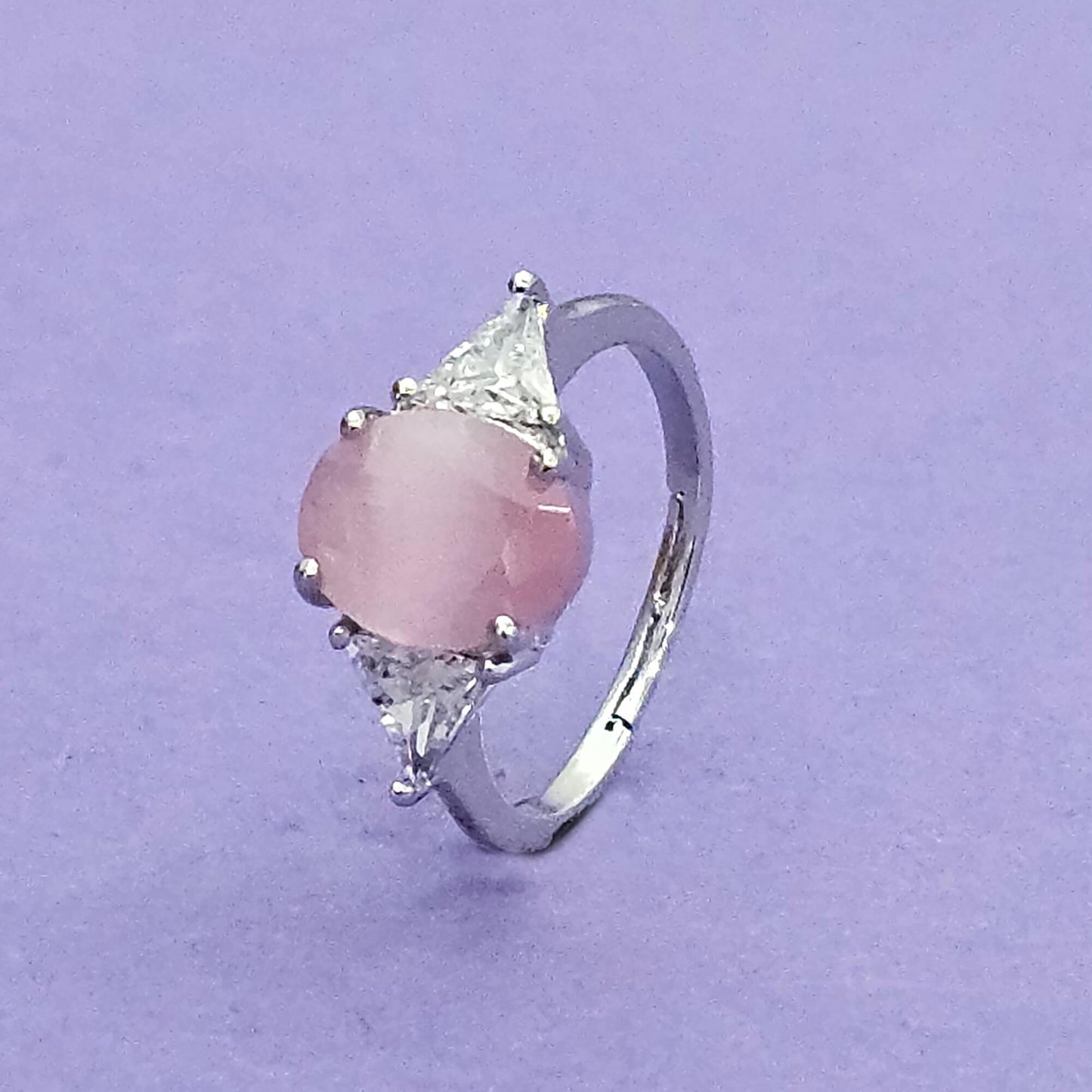 435634 Cz Delicate Ring With Rhodium Plating-Pink