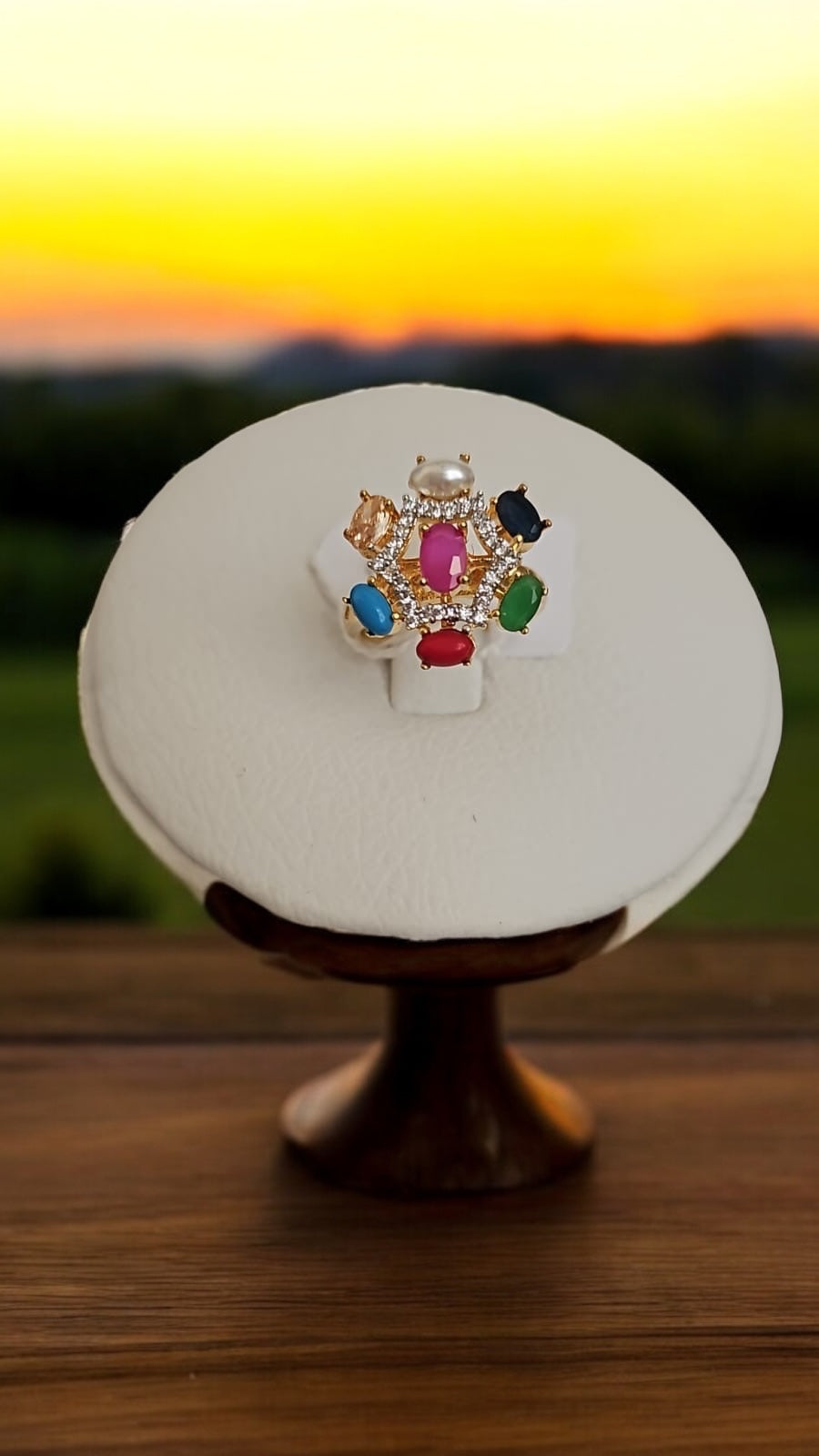 91459-RN Cz Adjustable Ring Multicolor