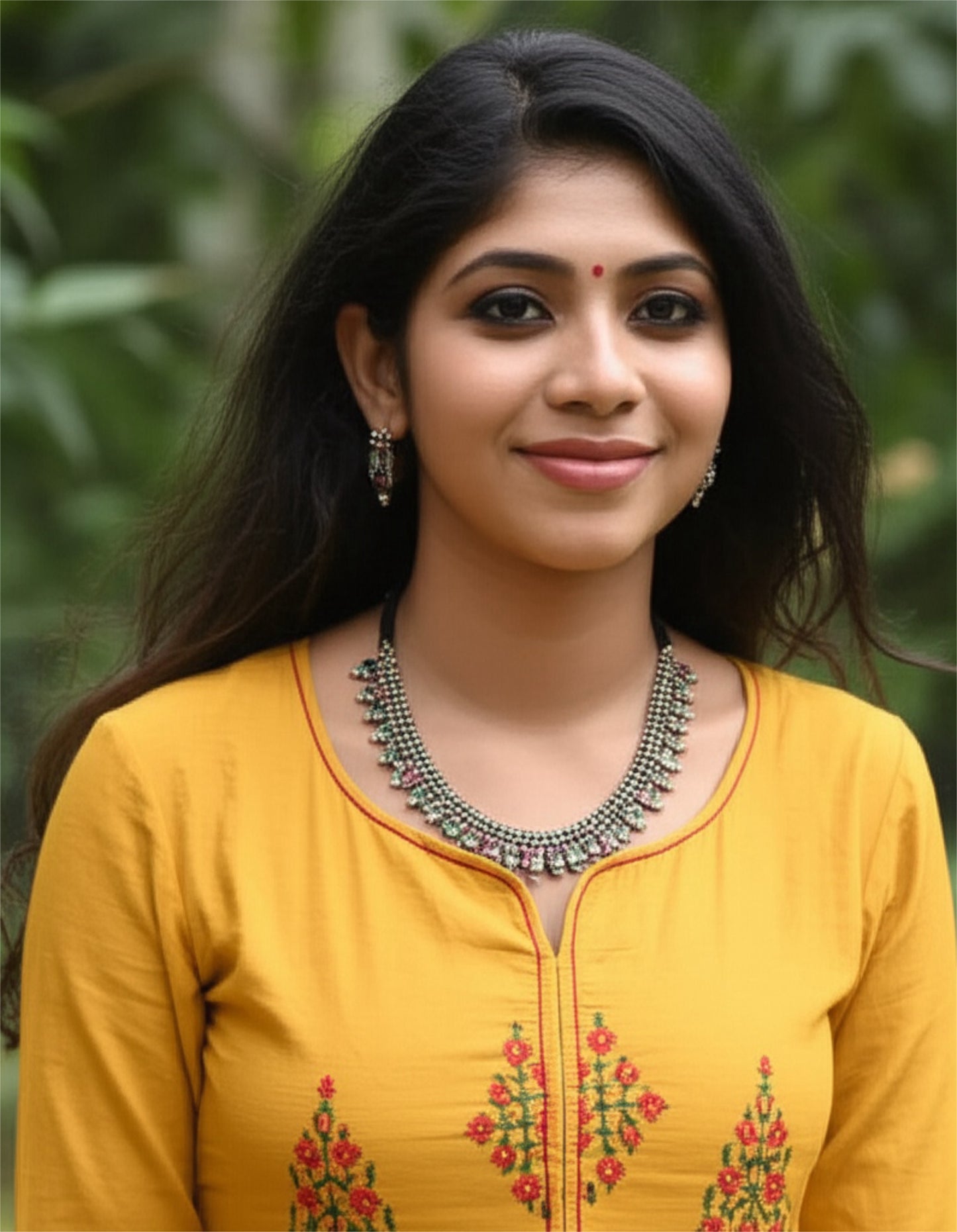 808884 Classic Necklace With Oxidised Plating-Rubygreen