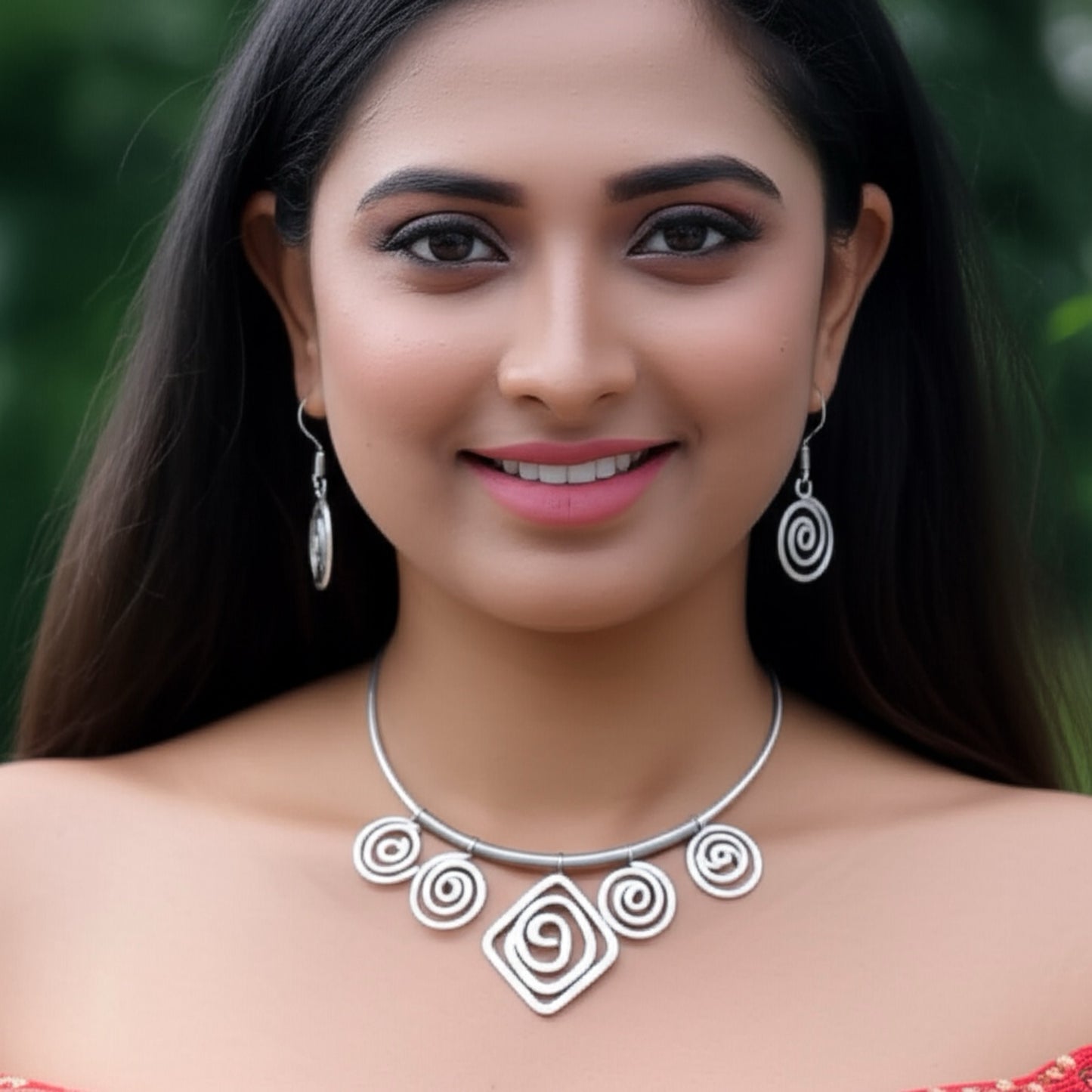 93509-NSO Classic Necklace With Oxidised Plating-Design 1