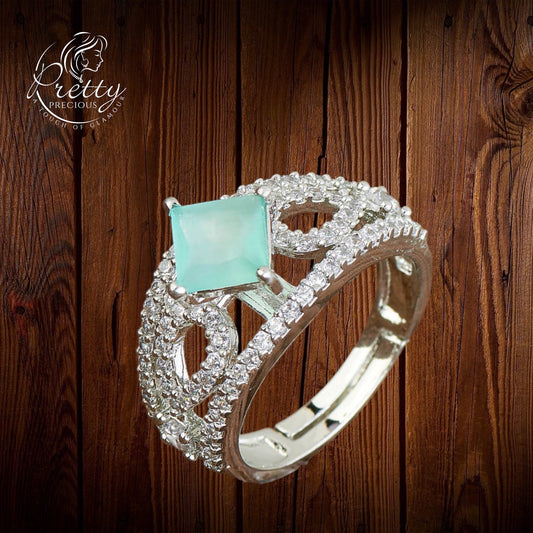 428288-M Cz Adjustable Ring With Rhodium Plating-Mint