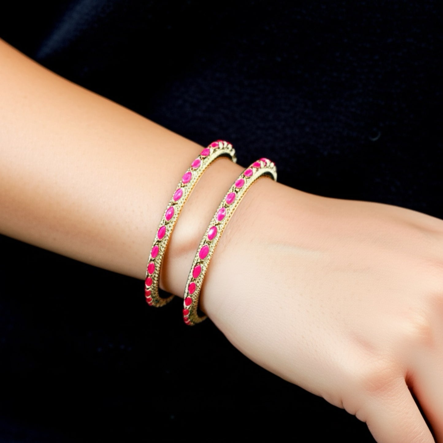 426827 Cz Classic Bangles With 2 Tone Plating-Size 2.6