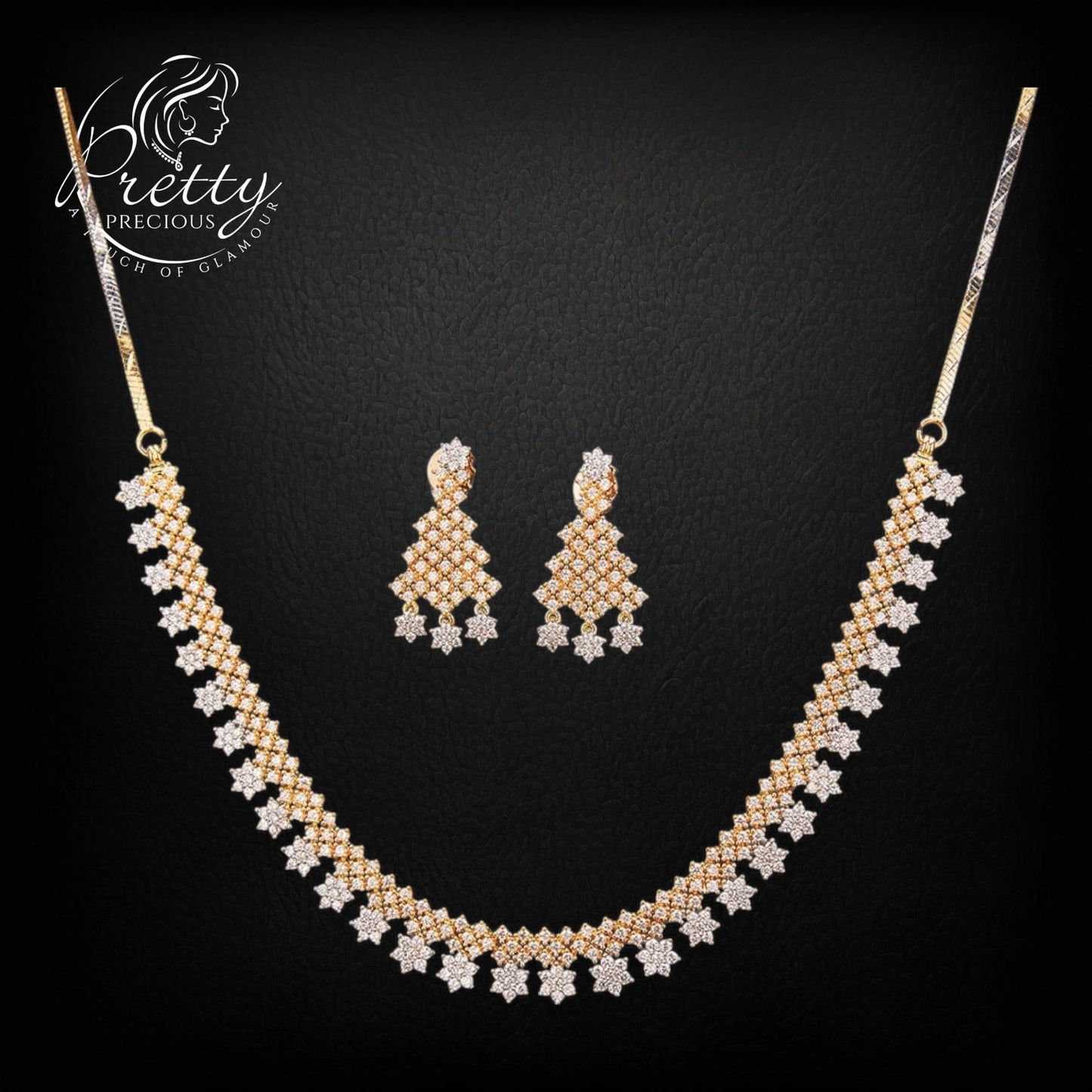 431527 Cz Delicate Necklace Two Tone