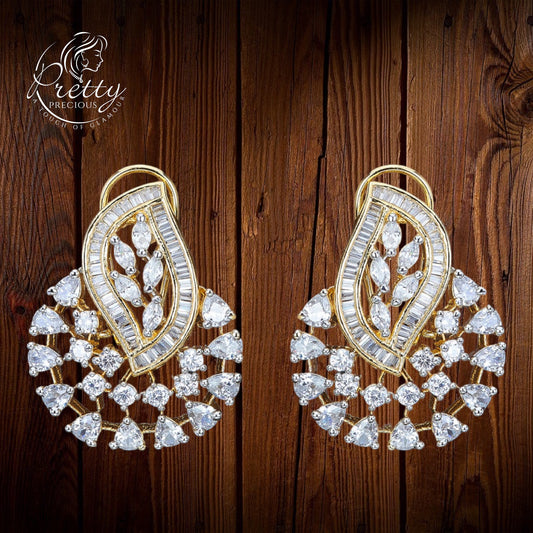 422821 American Diamond Short Earring-2Tone