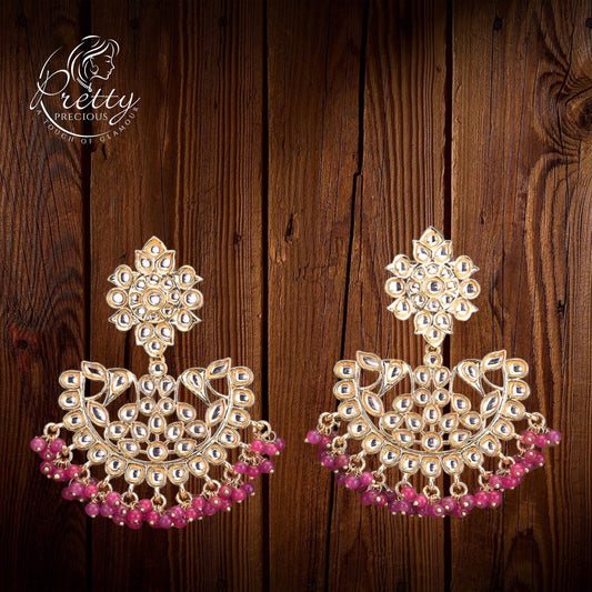 109901 Indo Western Chand Earring With Gold Plating-Purple