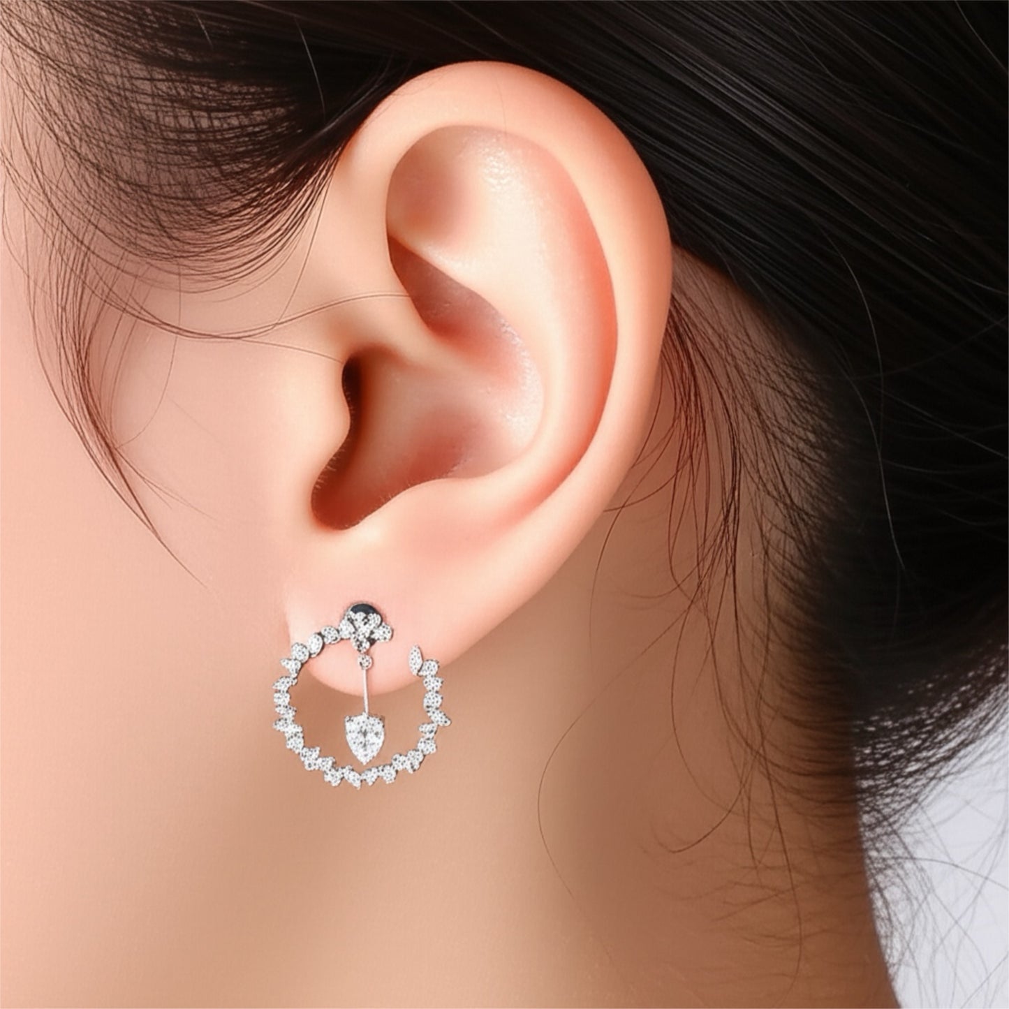 431139 Cubic Zirconia Classic Earring With Rhodium Plating