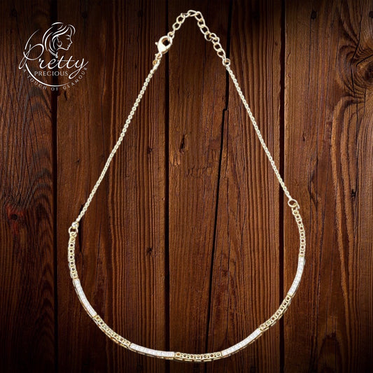 57976 CZ Delicate Chain With 2 Tone Plating