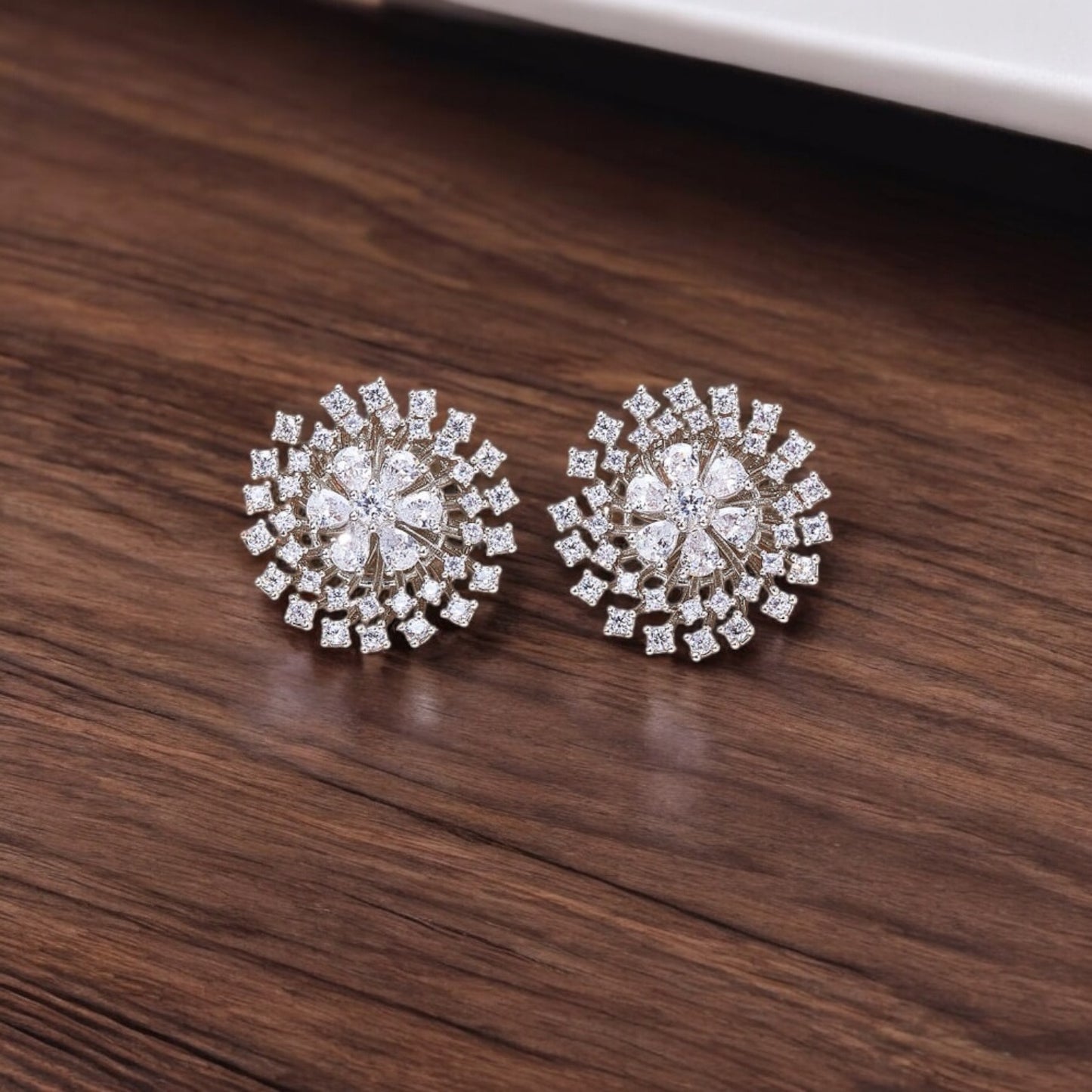 435874 CZ Tops With Rhodium 2 Tone Plating