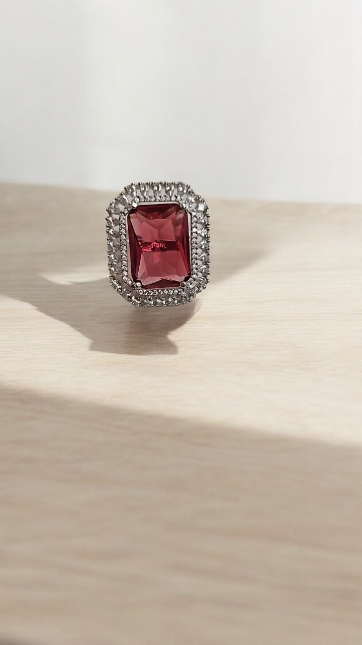 435523 Cz Adjustable Ring Ruby