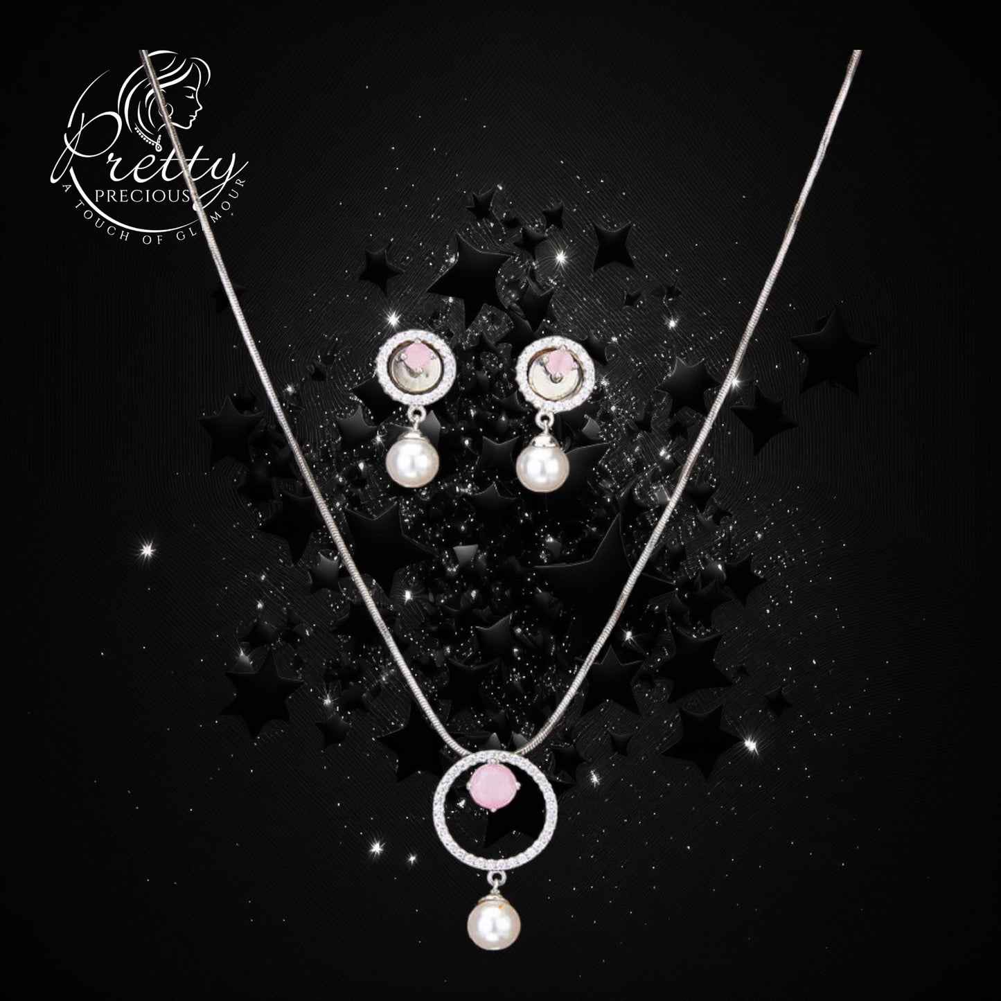 426019 Cubic Zirconia Delicate Pendant Set With Rhodium Plating