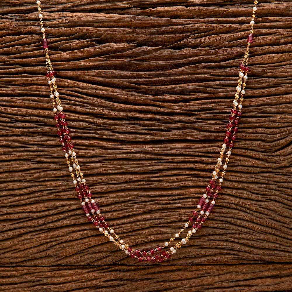 432566 Cubic Zirconia Classic Mala Necklace With Gold Plating-Rani