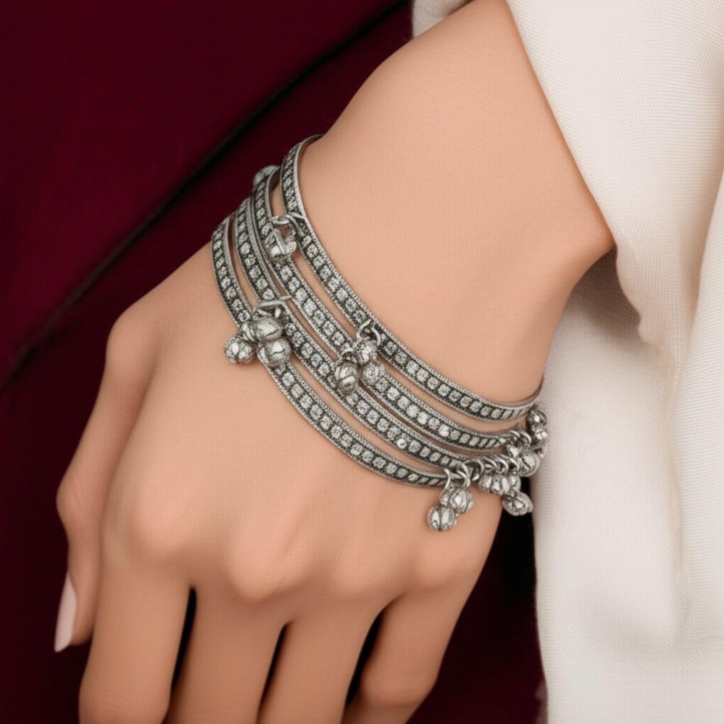 92009-KDO Bangles With Oxidised Plating (set of 4) -Size 2.4