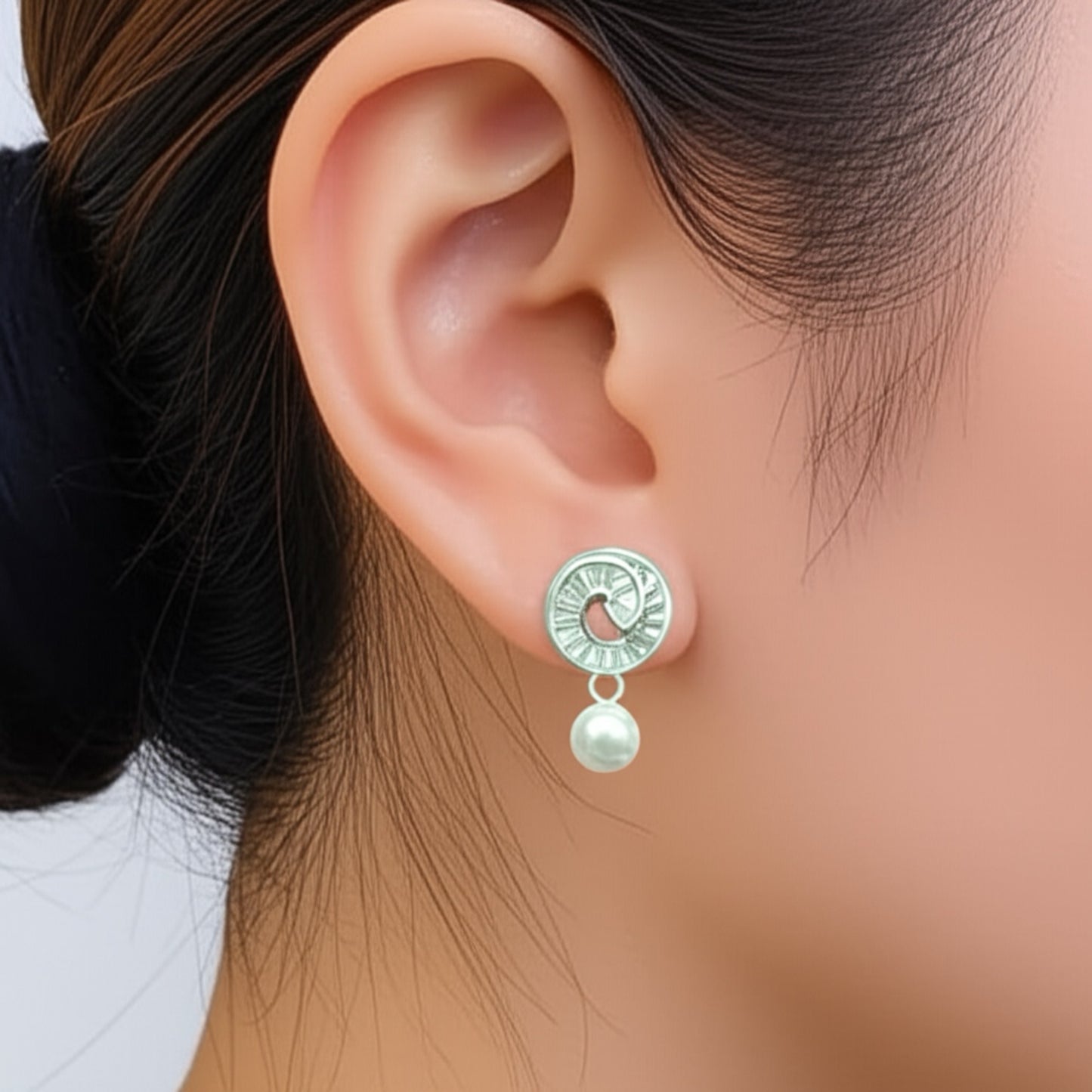 92859ER Cz Pearl Tops With Rhodium Plating