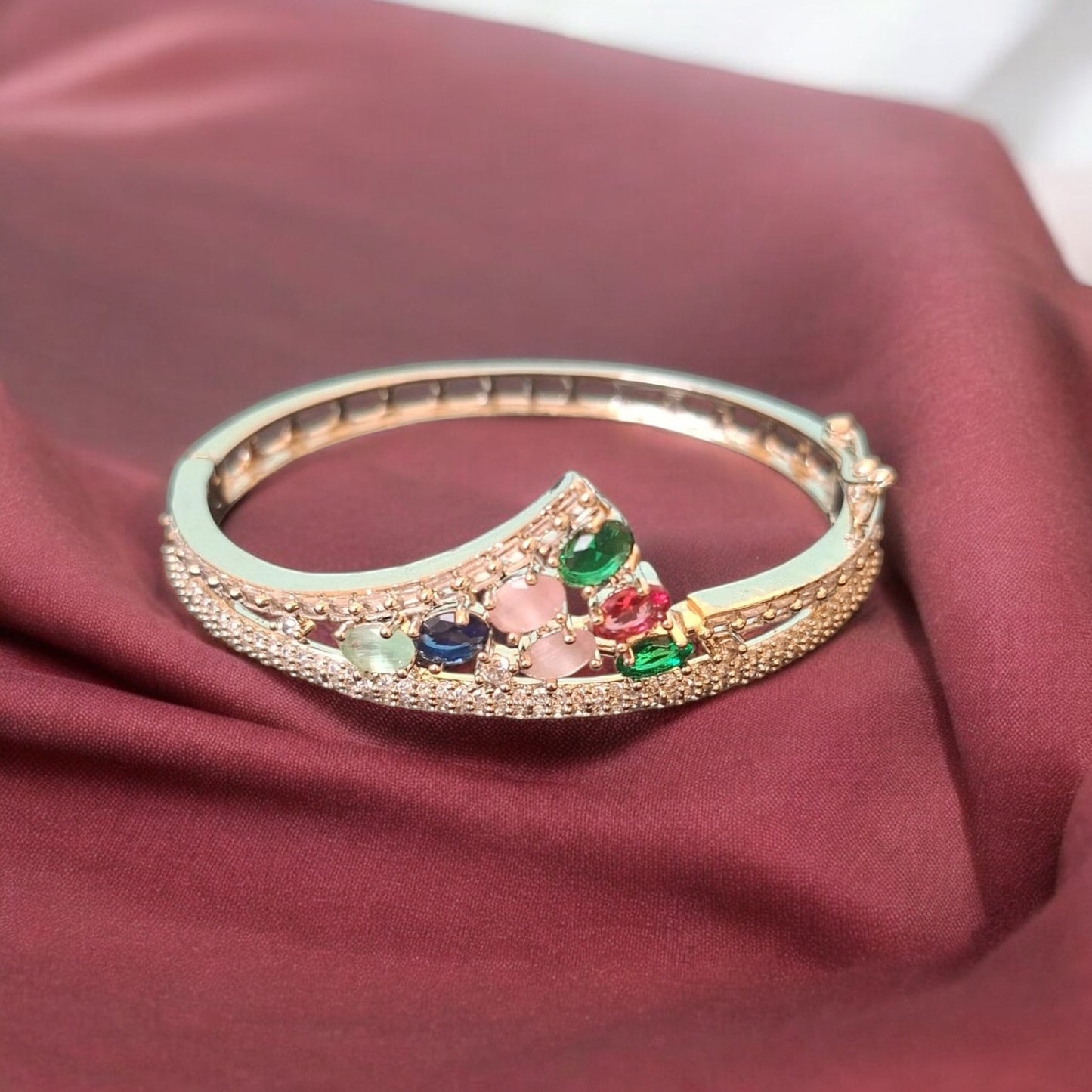 92109-KD Cubic Zirconia Classic Kada With Rhodium Plating-Multi