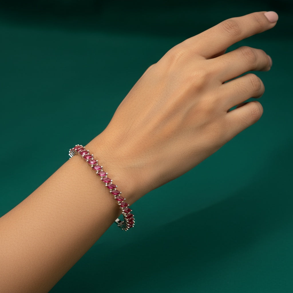 436128 Cz Delicate Kada With Rhodium Plating-Rani