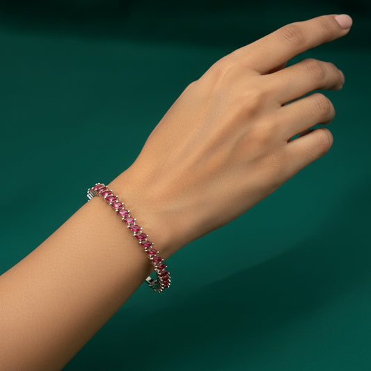 436128 Cz Delicate Kada With Rhodium Plating-Rani