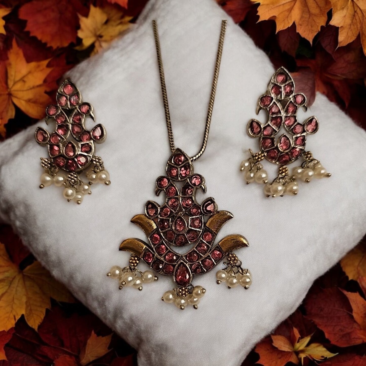 805145 Pendant Set With Oxidized Plating-Ruby