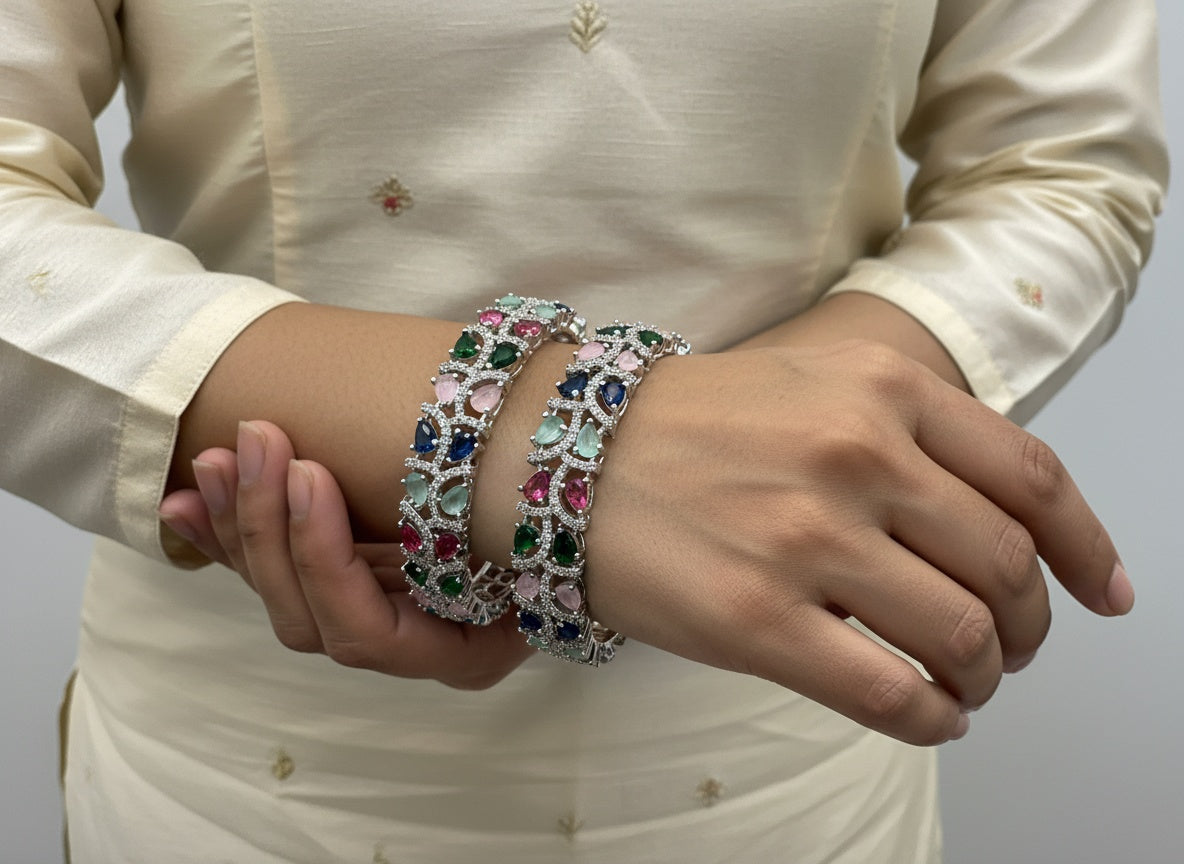 1024 Cz Classic Bangles-Size 2.6- Multi