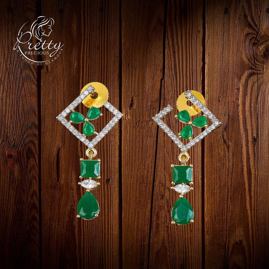 428555 Cz Classic Earring With 2 Tone Plating