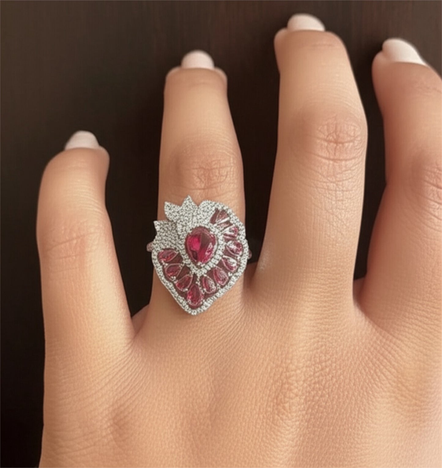 436626 Cz Adjustable Ring Ruby