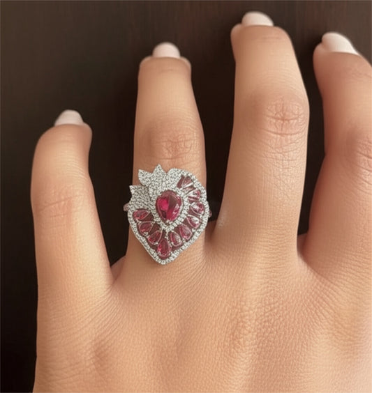 436626 Cz Adjustable Ring Ruby