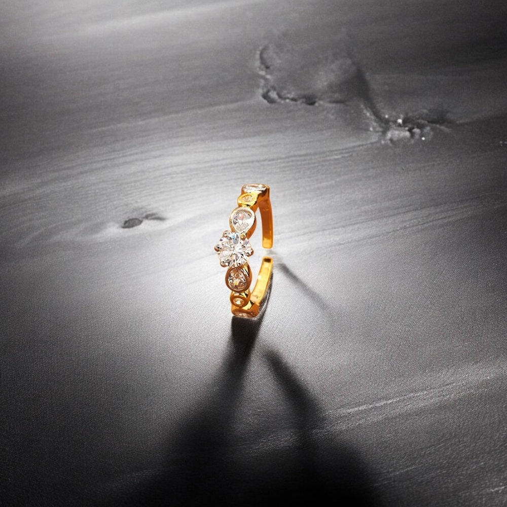 433760 Cz Adjustable Ring Two Tone