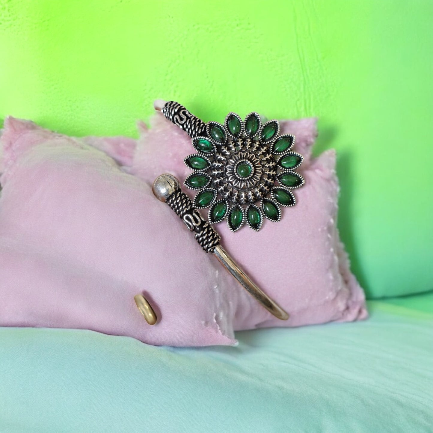 91509-BRO Classic Kada With Oxidised Plating-Green