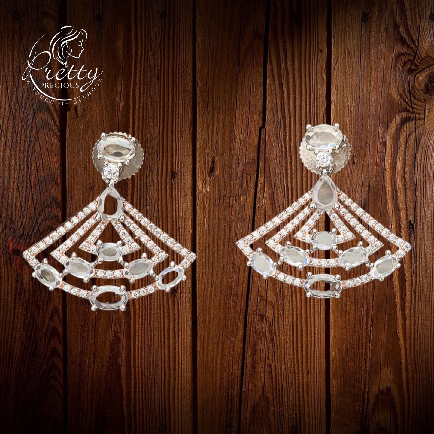 68019 CZ Classic Earring With Rose Gold Plating