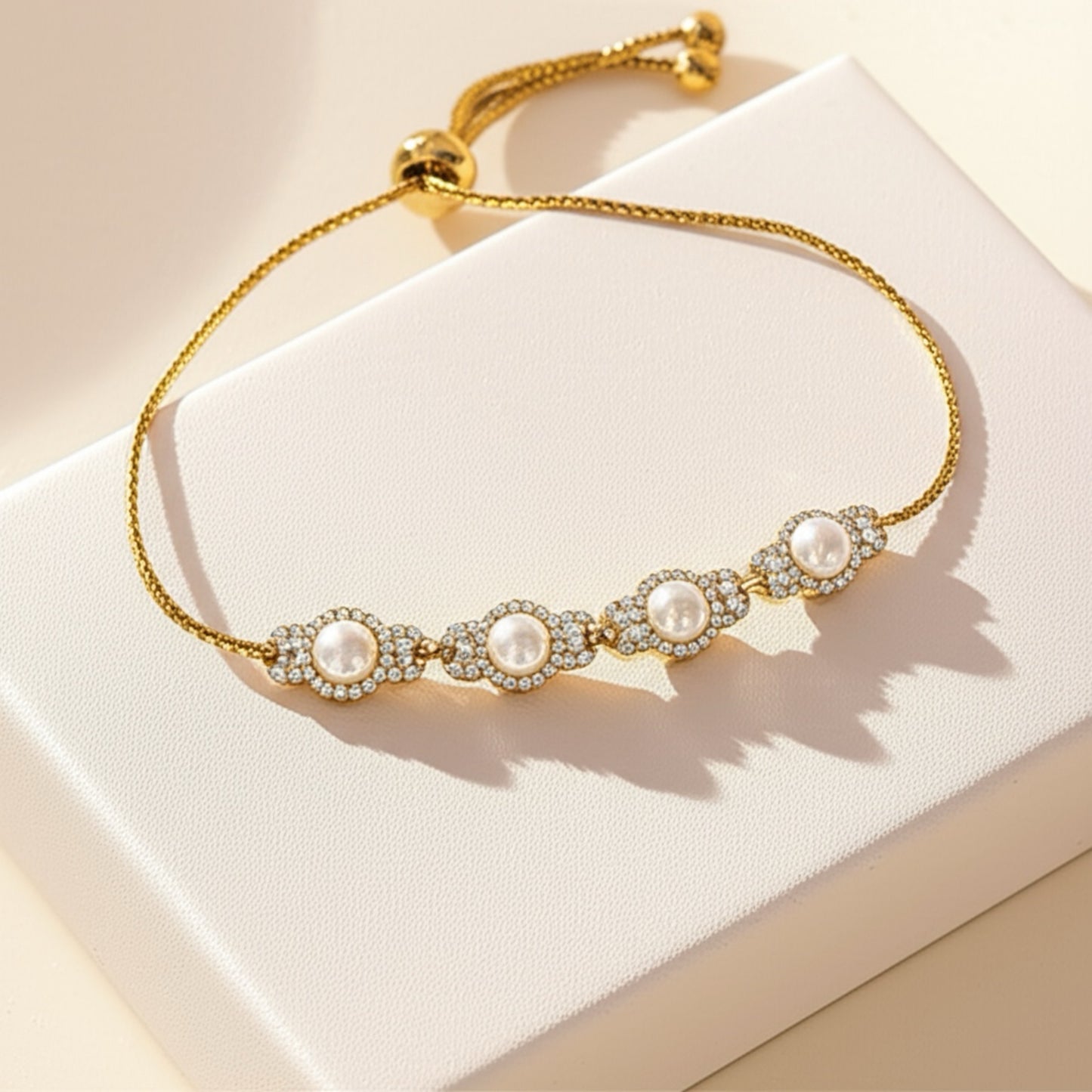 434301 Adjustable Bracelet With Gold Plating-Pearl