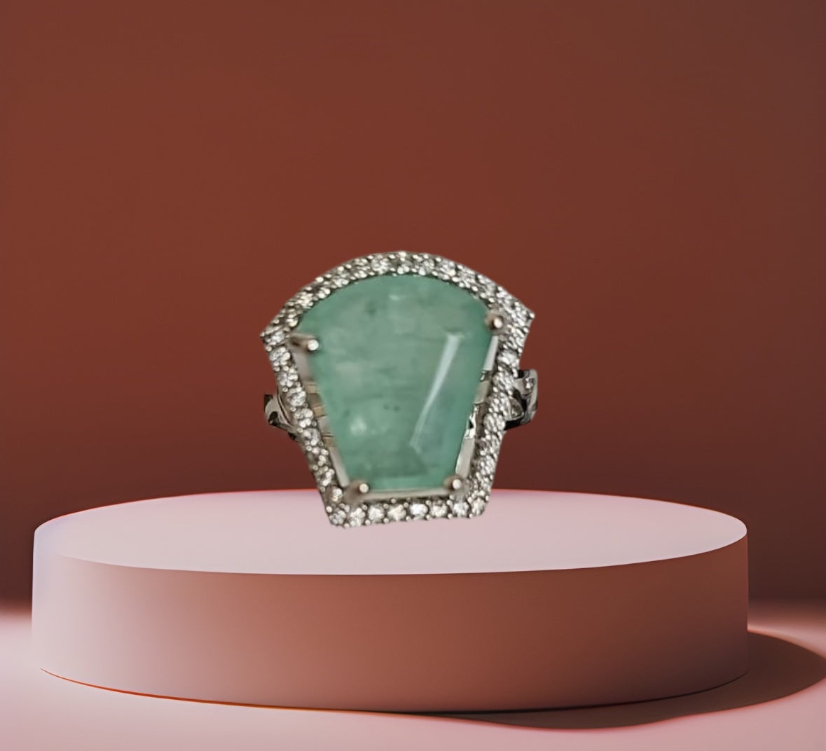 92509-RN Cz Adjustable Ring Green