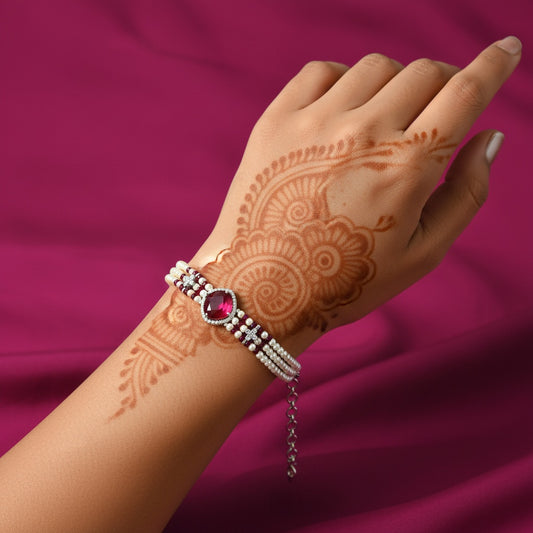 439639 Cz Moti Bracelet With Rhodium Plating-Rani