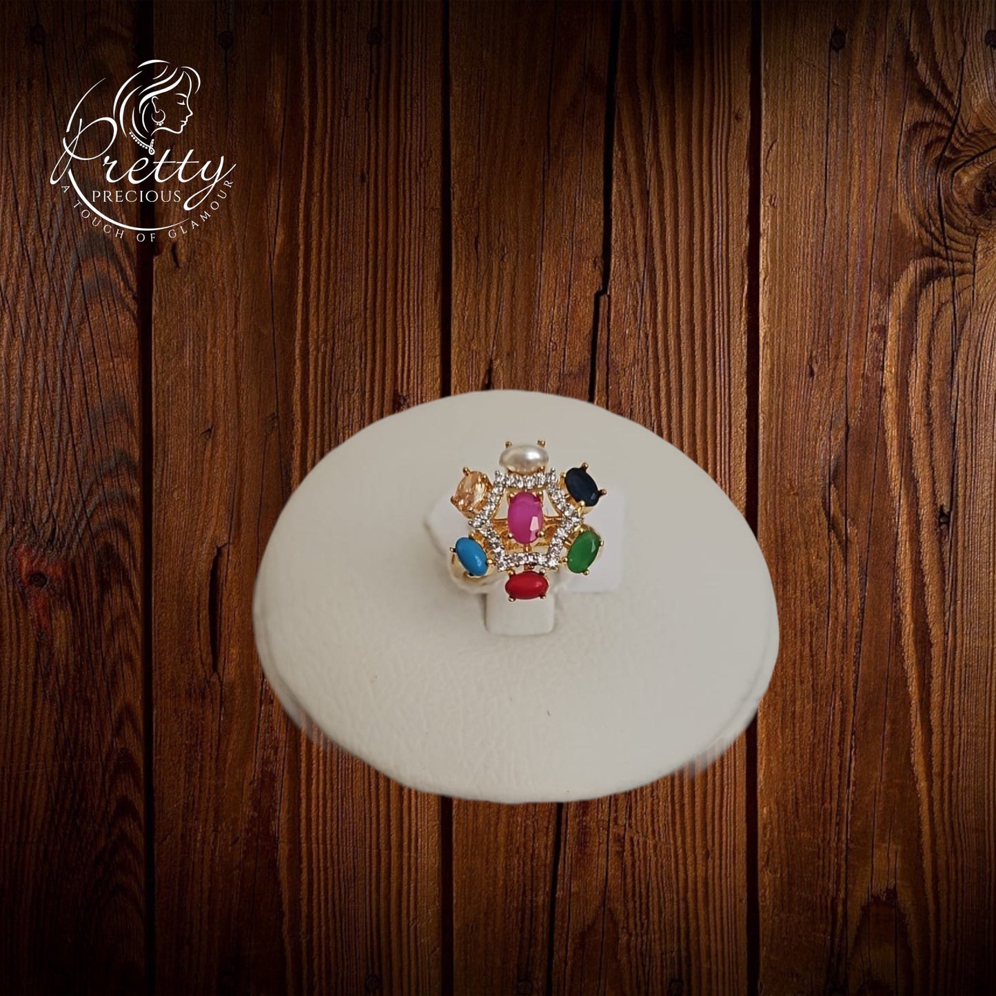 91459-RN Cz Adjustable Ring Multicolor