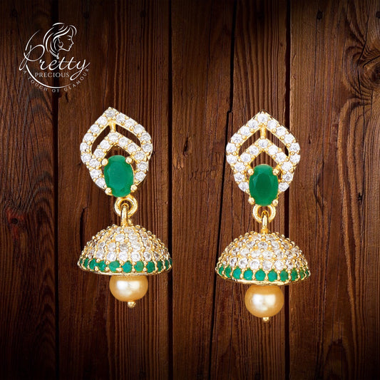 426539 Cubic Zirconia Jhumki With Gold Plating