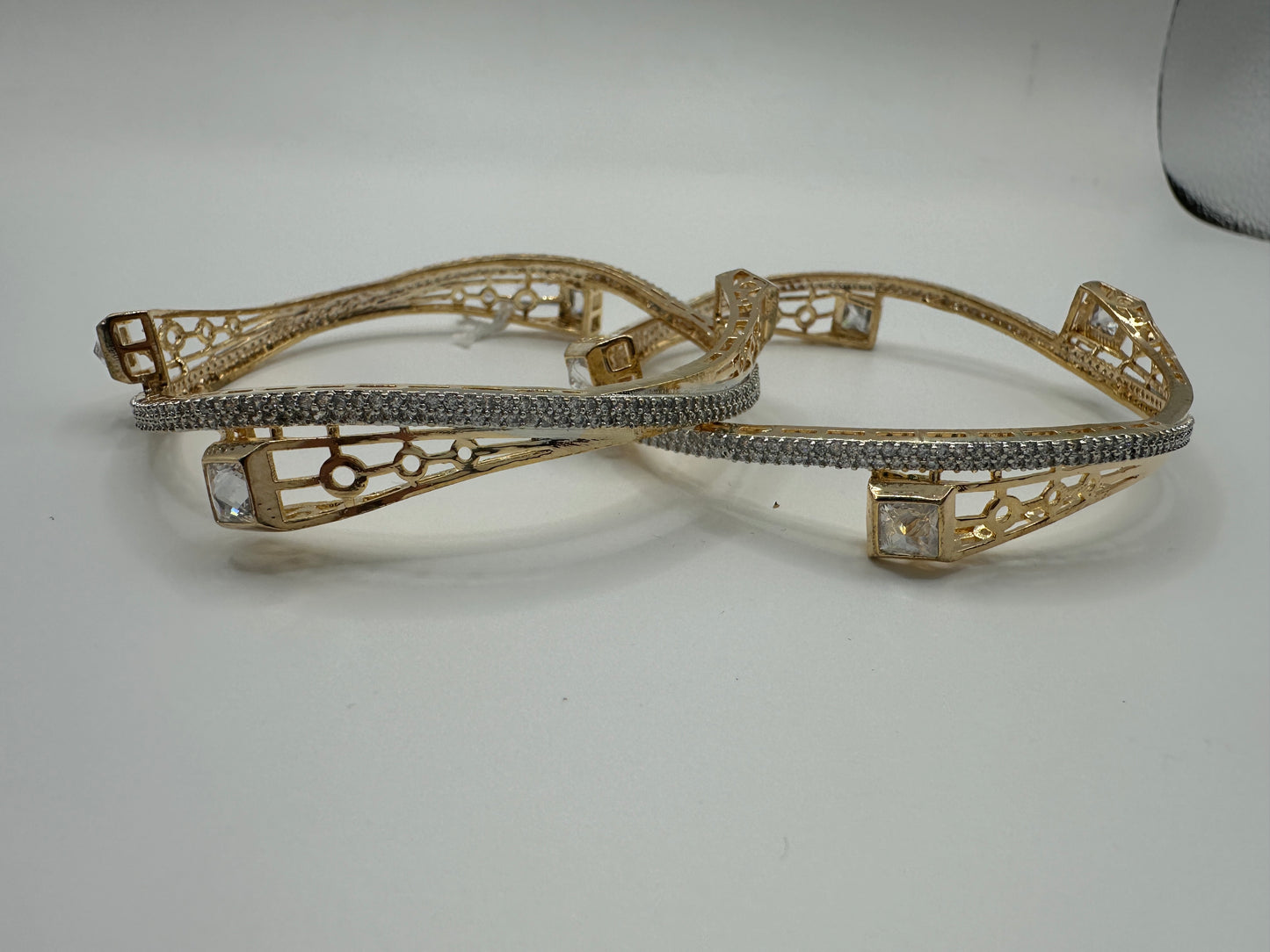 1020 Cz Classic Bangles-Size 2.8-Two Tone