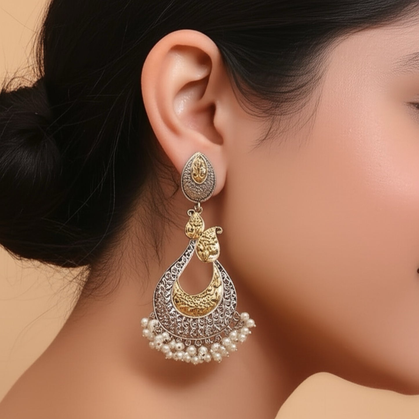 808675 Pretty Precious Fashion Oxidised Silver Stylish Party Wear Earrings for Women and Girls