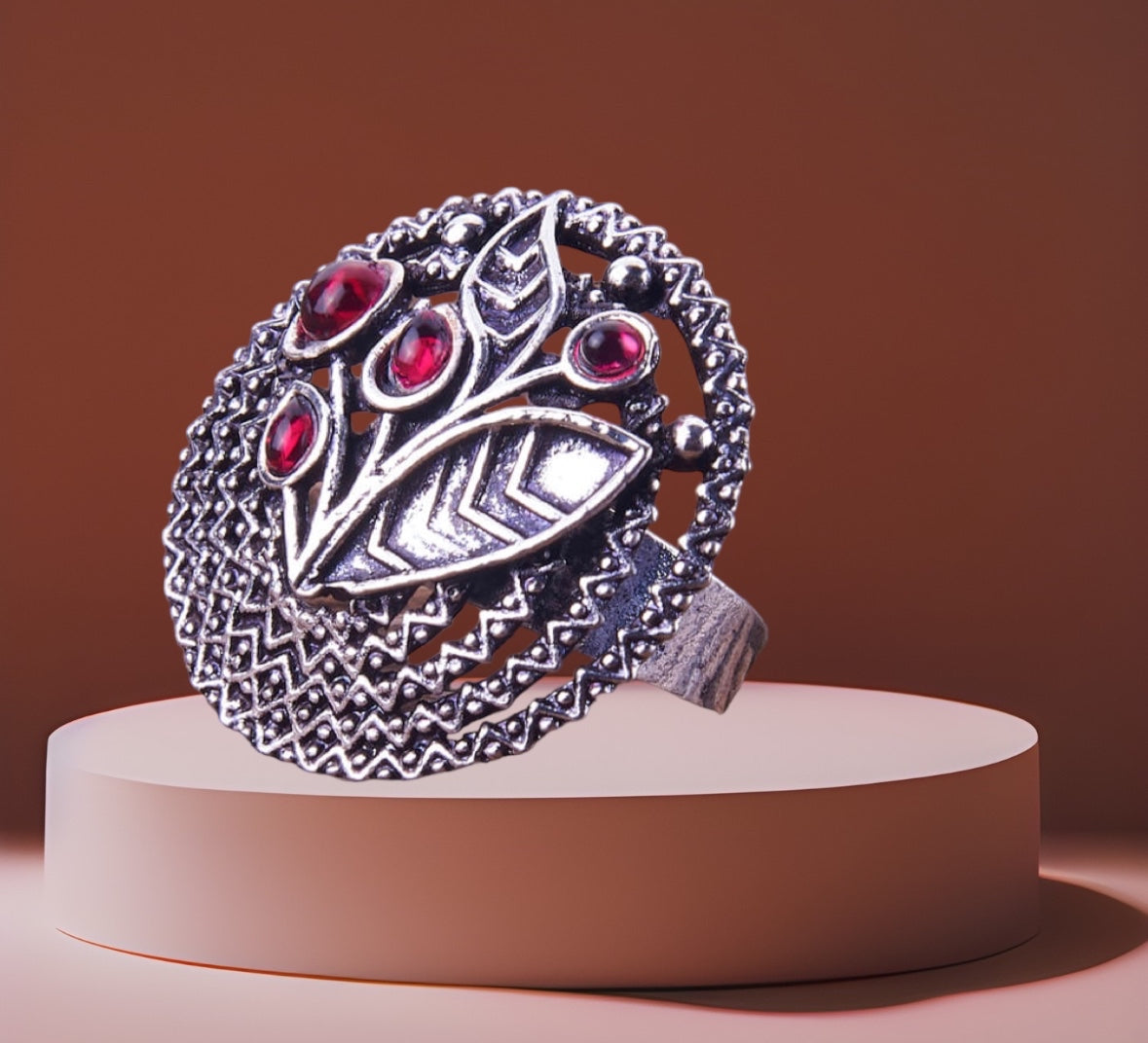 803549 Adjustable Ring With Oxidised Plating