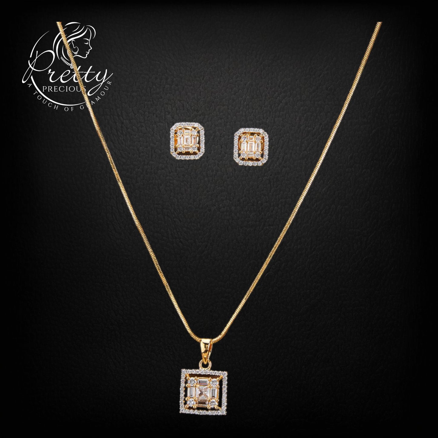 427207 Cubic Zirconia Classic Pendant Set With 2 Tone Plating-White