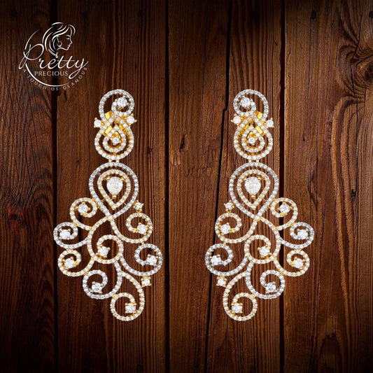 427993 Cubic Zirconia Classic Earring With Black Rose 2 Tone Rhodium Plating