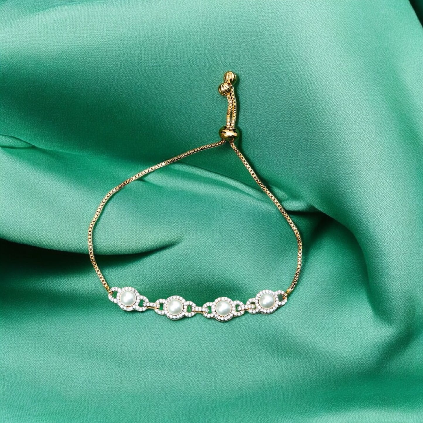 434301 Adjustable Bracelet With Gold Plating-Pearl