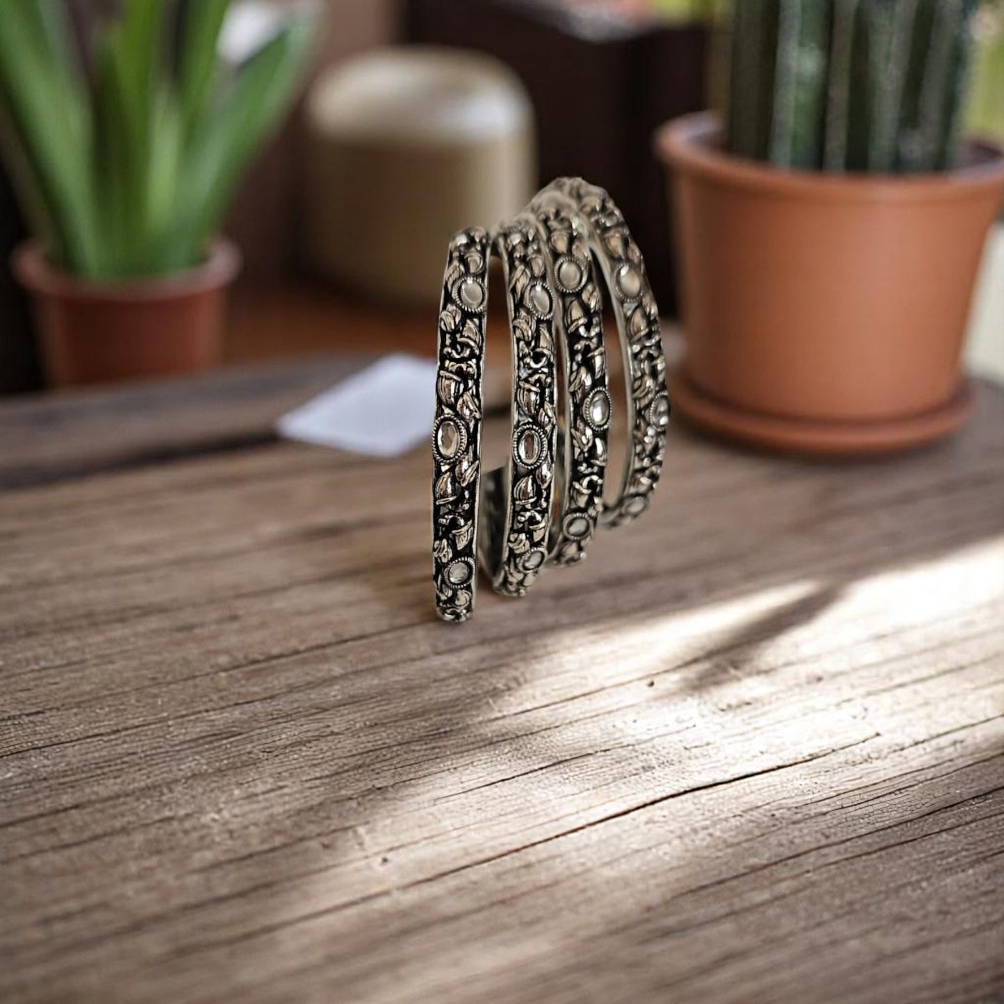 806704 Classic Bangles With Oxidised Plating-Size 2.6