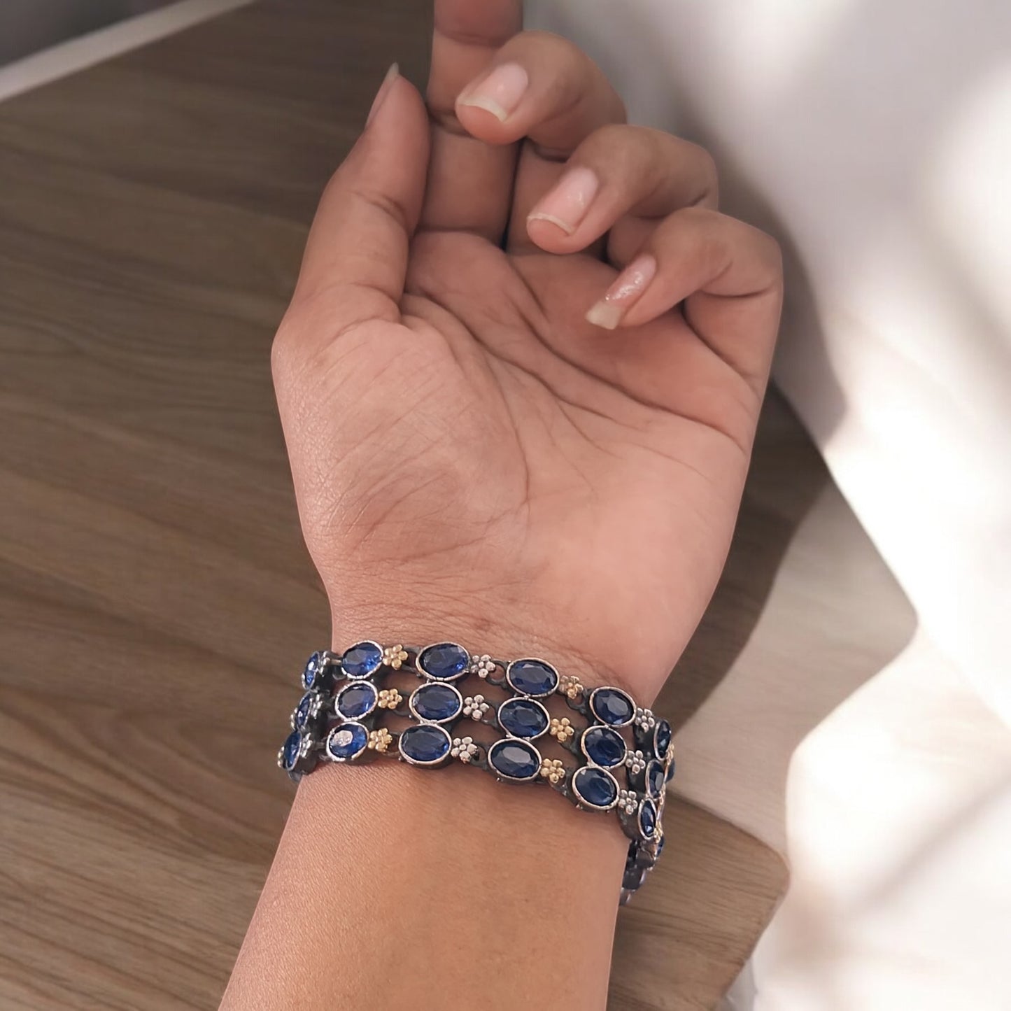 93509-BRO Classic Kada With Oxidised Plating-BLUE