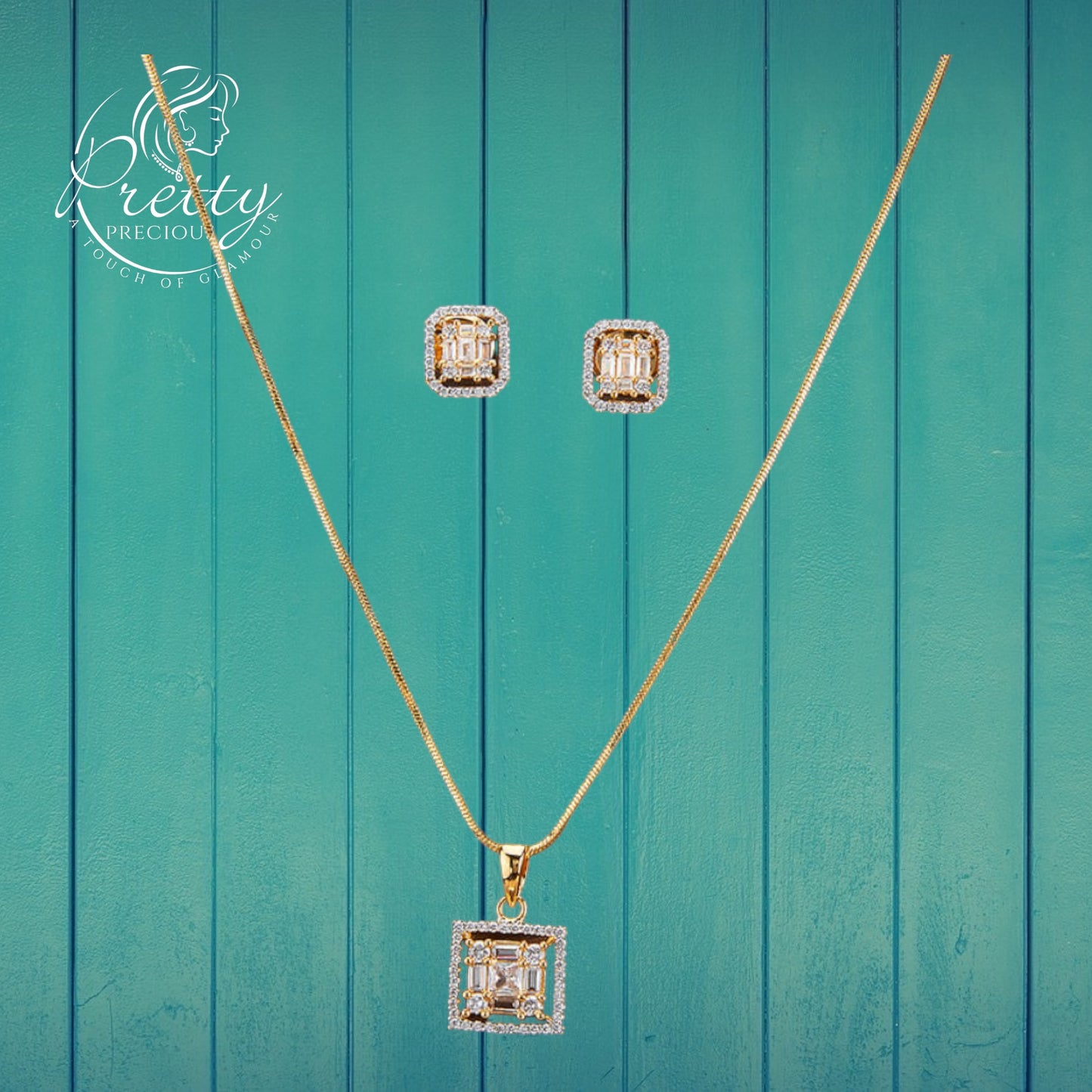 427207 Cubic Zirconia Classic Pendant Set With 2 Tone Plating-White